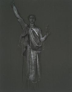 Tutkimus allegoriselle taiteen hahmolle, rondelille Pennsylvanian osavaltion pääkaupunkirakennuksen rotundissa, Harrisburg, 1902-1911 tekijältä Edwin Austin Abbey