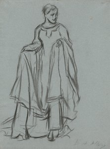 Tutkimus drapedoidulle naiselle, hahmotutkimus The Quest of the Holy Graalille (15 maalauksen sarja Bostonin julkiselle kirjastolle, valmistui vuonna 1901) tekijältä Edwin Austin Abbey