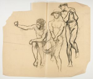 Tutkimus forge of Vulcan; Kolme kaivostyöläistä - terästyöläisiä tekijältä Edwin Austin Abbey