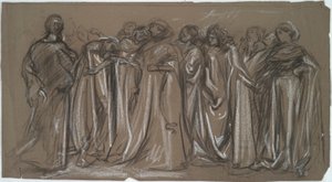 Opiskelu vangittujen hyveiden puolesta, hahmotutkimus tekijältä Edwin Austin Abbey