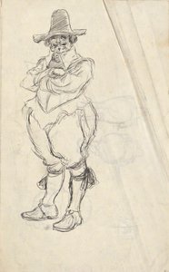 Tutkimus miehestä XVII luvulla. Hollantilainen puku - tunnistamaton. Tutkimukset käänteisesti tekijältä Edwin Austin Abbey