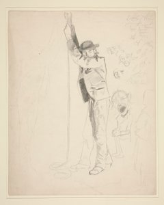 Tutkimus miehestä, joka soittaa kelloa; EAA:n logopiirrokset tekijältä Edwin Austin Abbey