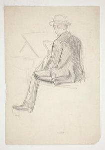 Tutkimus istuvasta miehestä, luonnostelu tekijältä Edwin Austin Abbey