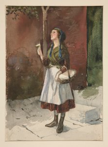Tutkimus nuoresta tytöstä puutarhassa tekijältä Edwin Austin Abbey