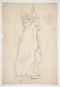 Enkelitutkimus (lasimaalauksille? kattoon?) tekijältä Edwin Austin Abbey