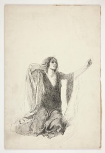 Tutkimus polvistuvasta naisesta, luultavasti tutkimus Julietille hautakohtauksessa, tekijältä Edwin Austin Abbey