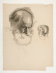Tutkimus vanhan parrakkaan miehen päästä, kuningas Arthurille tekijältä Edwin Austin Abbey