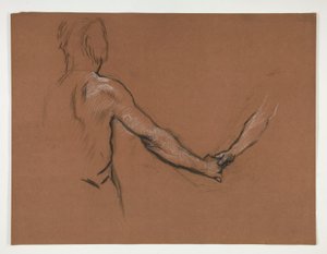 Tutkimus kahdesta hahmosta kättelemässä tekijältä Edwin Austin Abbey