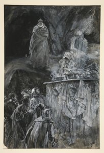 The Banquet, kuvitus näytökselle III, kohtaus iii, Myrsky tekijältä Edwin Austin Abbey