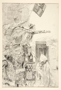 Kuningas Flintin linnan muurilla; tekijältä Edwin Austin Abbey