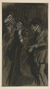 Kolme miestä, opiskele Särän kesyttäjälle (?) tekijältä Edwin Austin Abbey