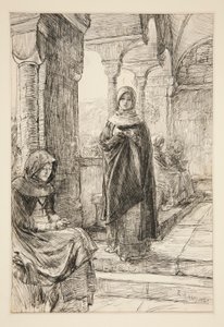 Kaksi naishahmoa luostarissa, luostarista tekijältä Edwin Austin Abbey