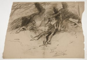 Kaksi hahmoa - (tunnistamaton kuva) tekijältä Edwin Austin Abbey