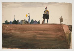 Kaksi vartijaa linnoituksen muurin huipulla tekijältä Edwin Austin Abbey