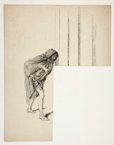 Kävelevä mies viittassa, luonnos tuntemattomasta Shakespearen näytelmästä tekijältä Edwin Austin Abbey