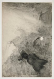 Nainen lukee, hahmo katselee - (tunnistamaton kuva) tekijältä Edwin Austin Abbey