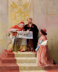 ""Paavi Julius II katsomassa Bramanten (1444-1514) arkkitehtuurisuunnitelmia Pietarinkirkolle