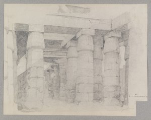 Khonsun temppeli Karnakissa, 1887 (grafiitti kuvioidulla kudospaperilla)