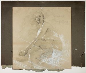 Terpsichore (recto) ja Dancing Female Figuuri (verso), Mural Studies for Drawing Room Ceiling, Collis P. Huntingtonin asuinpaikka, nykyään Yalen yliopiston taidegalleria
