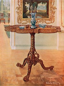 Muotoiltu, kehysreunuksinen galleriapöytä - Chippendale-koulu tekijältä Edwin John Foley