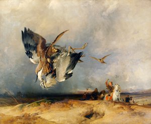 Hawking vanhaan aikaan, n. 1831 (öljy kankaalle) tekijältä Edwin Landseer