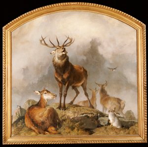 Kohtaus Braemarissa - Highland Deer tekijältä Edwin Landseer