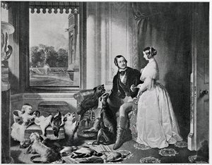 Windsorin linna nykyaikana, vuoden 1843 maalauksesta tekijältä Edwin Landseer