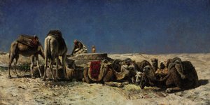Kamelit säiliön vieressä tekijältä Edwin Lord Weeks