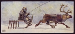 Lapin ja poron reki (väri litho)