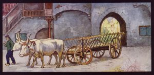Luonnos härät Espanjassa (väri litho)