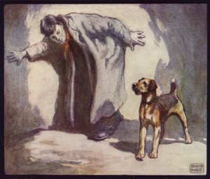 Poliisikoira töissä (väri litho)