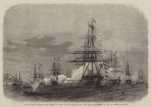 HMS Galatea vastaanottaa Brasilian keisarin hänen vierailullaan Edinburghin herttua HRH:n luona Rio de Janeirossa tekijältä Edwin Weedon