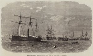 Hänen Majesteettinsa laiva Majestic valvoo Steam-Ramsejä Merseyssä