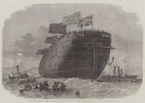 Uusi rautapukuinen laivasto, laukaisu Chathamin telakalla HMS Fregate Royal Oak, 50 tykkiä tekijältä Edwin Weedon