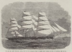 Uusi Iron Screw Steam-Ship London, jonka on rakentanut Australian Trade, Messers Money Wigram and Sons, Blackwallissa