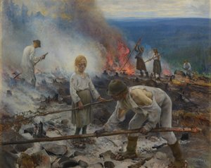 Ikan alla (Pensasjätteen polttaminen) tekijältä Eero Järnefelt