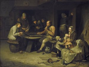 Ann Inn backgammon-soittimien kanssa tekijältä Egbert van Heemskerck (I)