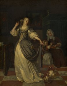 Lady leikkii koiran kanssa tekijältä Eglon van der Neer
