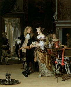 Kihlaus: Nuori pari tyylikkäässä sisustuksessa, 1678