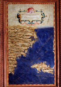 Kiinan ja Japanin kartan teki Egnazio Danti (1536-1586) matemaatikko, kosmografi ja italialainen arkkitehti. Noin 1567. Firenze, Palazzo Vecchio, Sala del Mappamondo tekijältä Egnazio Danti