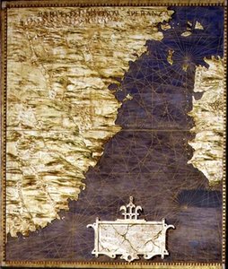 Afrikan kartta, "Sala delle Carte Geografiche" (Maantieteellisten karttojen hallista) n. 1570 (öljy paneelille) tekijältä Egnazio Danti