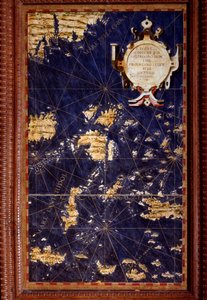Egnazio Dantin (1536-1586) matemaatikko, kosmografi ja italialainen arkkitehti Molukkisaarten kartta. Noin 1567. Firenze, Palazzo Vecchio, Sala del Mappamondo tekijältä Egnazio Danti