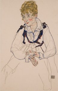 Taiteilijan vaimo istuu tekijältä Egon Schiele