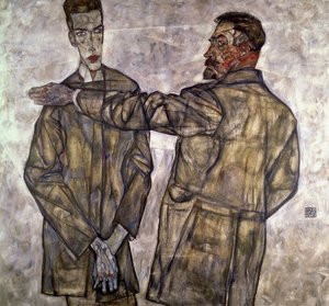 Otto ja Heinrich Beneschin kaksoismuotokuva, 1913 tekijältä Egon Schiele