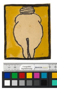 Entwurf für eine Wanddekoration im Atelier Wattmanngasse (Venus von Willendorf) tekijältä Egon Schiele