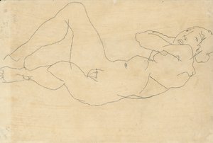 Nainen alastonkuva kädet pään takana, 1914 tekijältä Egon Schiele