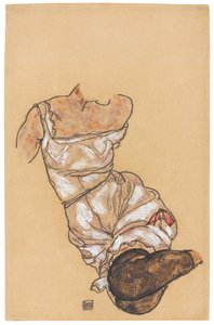 Naisten torso alusvaatteissa ja mustissa sukkahousuissa; Naisten vartalo alusvaatteissa ja mustissa sukkahousuissa, 1917 tekijältä Egon Schiele