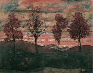 Quatre arbres, 1917. finlandès tekijältä Egon Schiele