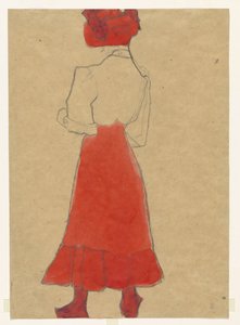 Nainen punaisessa hameessa tekijältä Egon Schiele