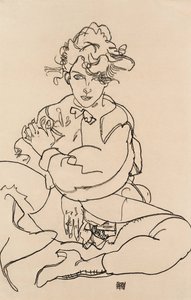 Tyttö istuu jalat levossa, 1918 tekijältä Egon Schiele